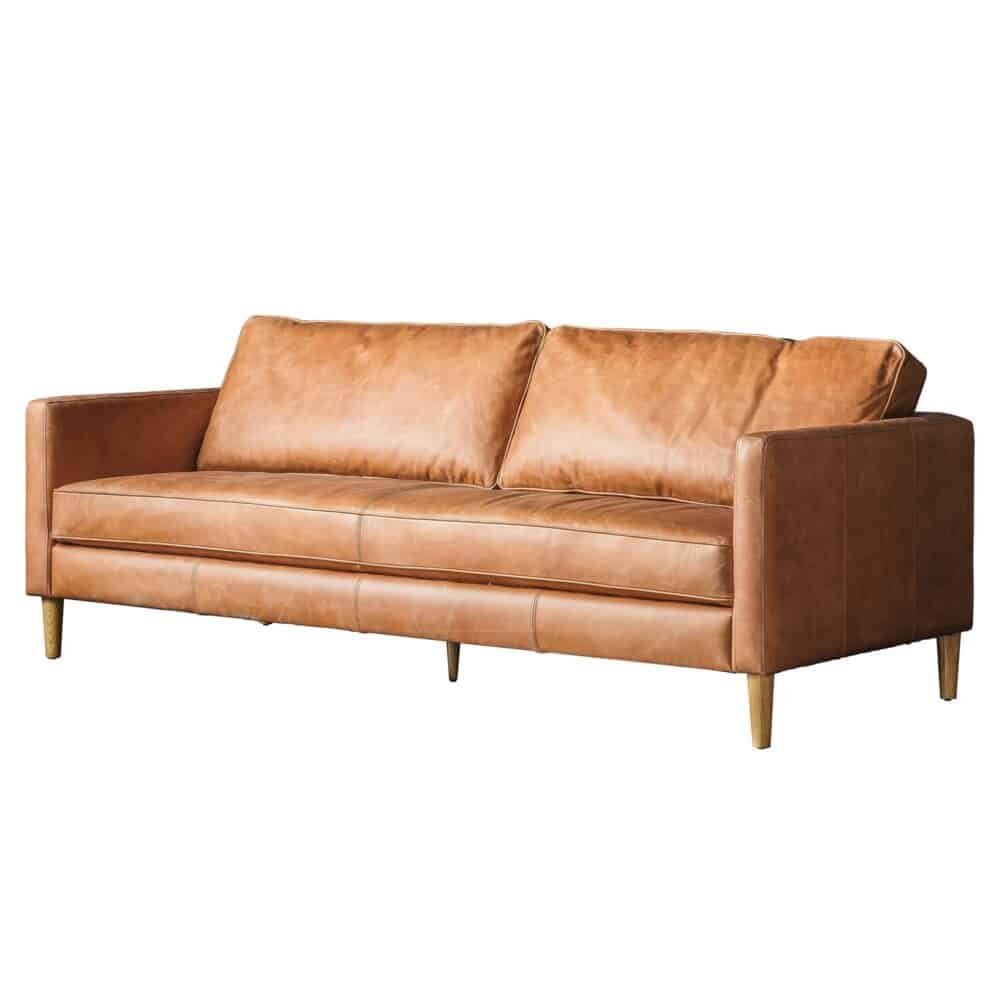 2 Seater Leather Sofa - Vintage Brown - Image 2