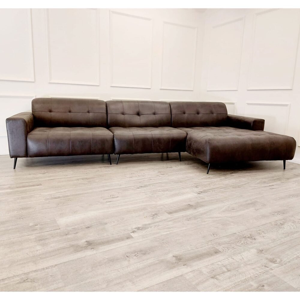 Tufted Leather Sectional Sofa - OSLO