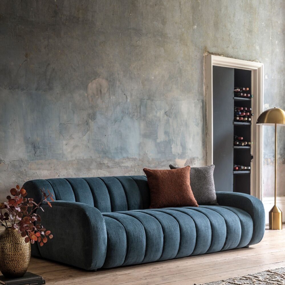 Ridged 3 Seater Modern Sofa - Image 4