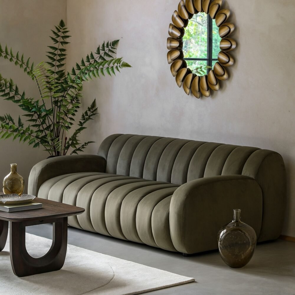 Ridged 3 Seater Modern Sofa - Image 5