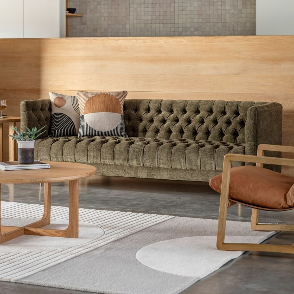 3 Seater Tufted Fabric Sofa - Image 4