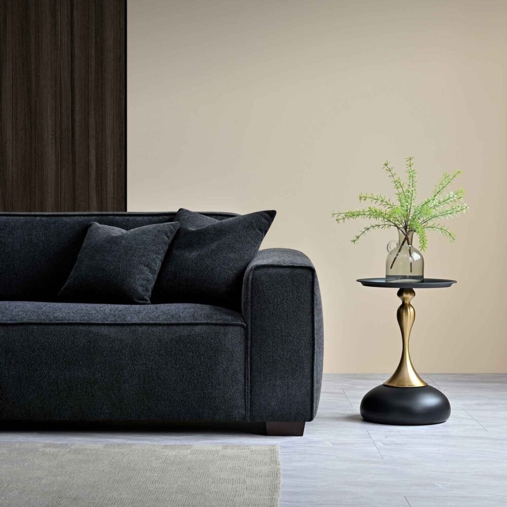 Midnight Boucle Sofa with Ottoman - Image 3