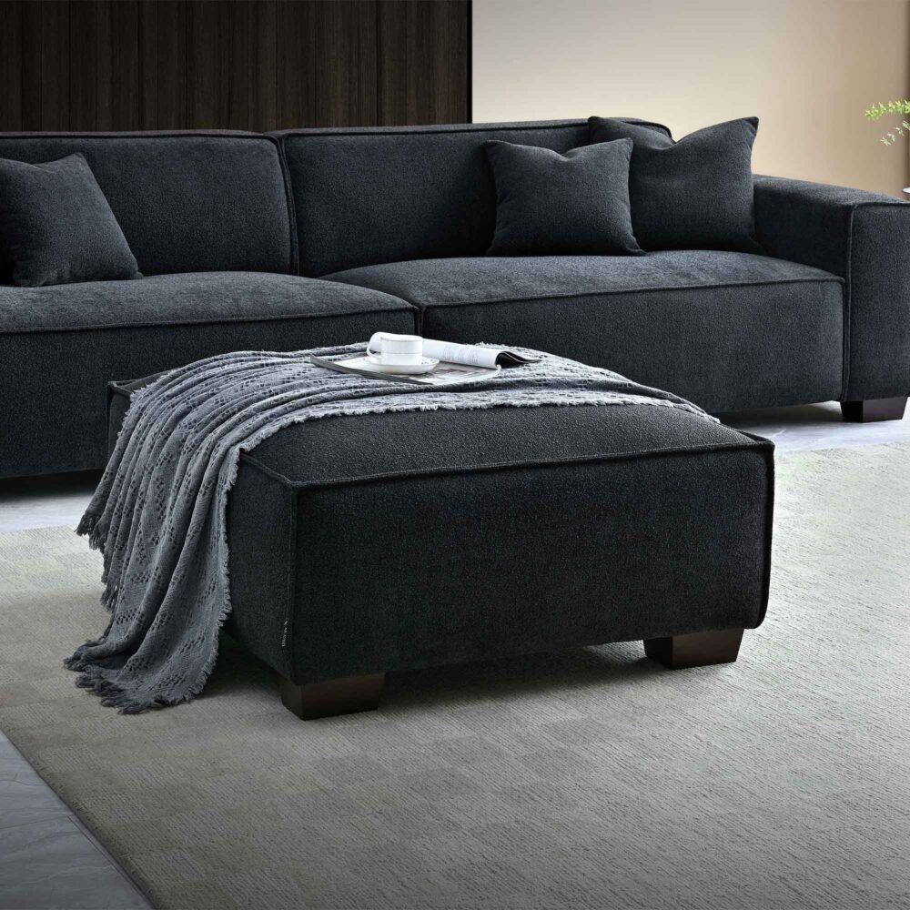 Midnight Boucle Sofa with Ottoman - Image 4