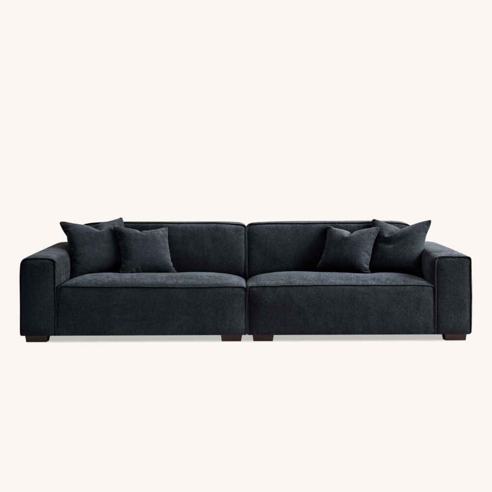 Midnight Boucle Sofa with Ottoman - Image 5