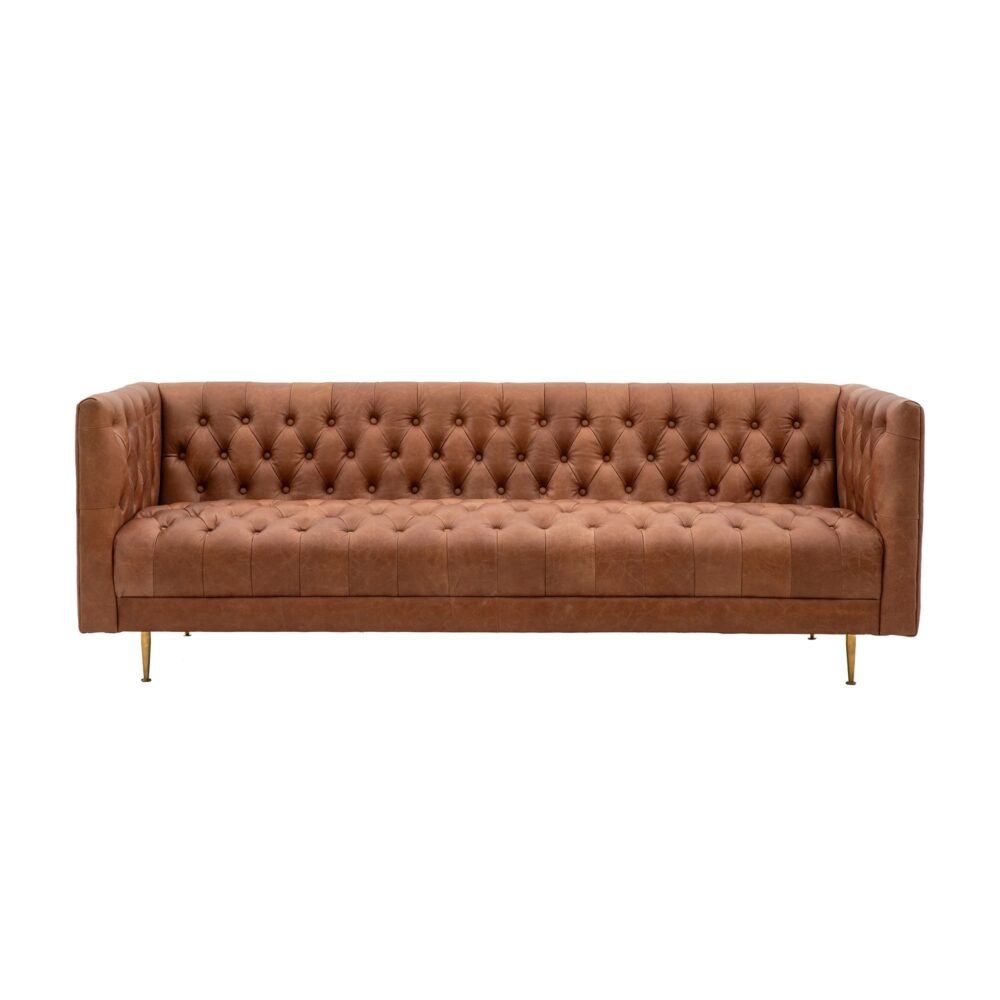 3 Seater Tufted Leather Sofa - Image 4