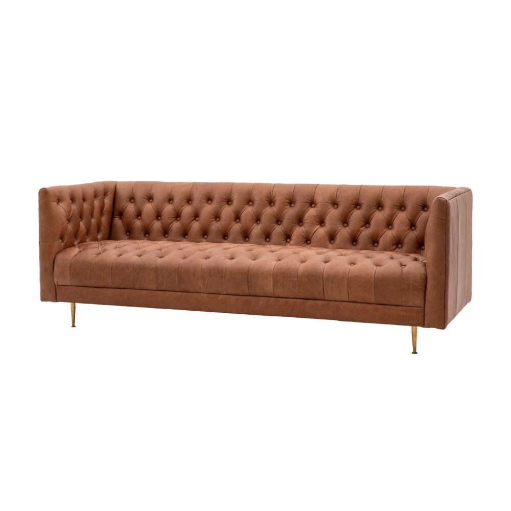 3 Seater Tufted Leather Sofa - Image 2
