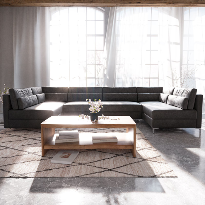 Black U Shaped Sofa