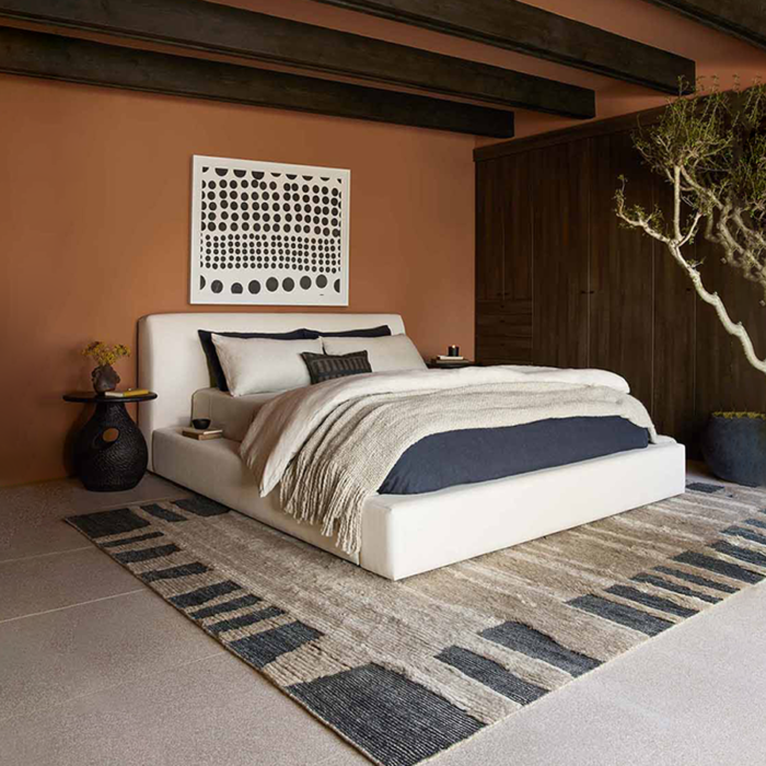 Beige Low Platform Bed