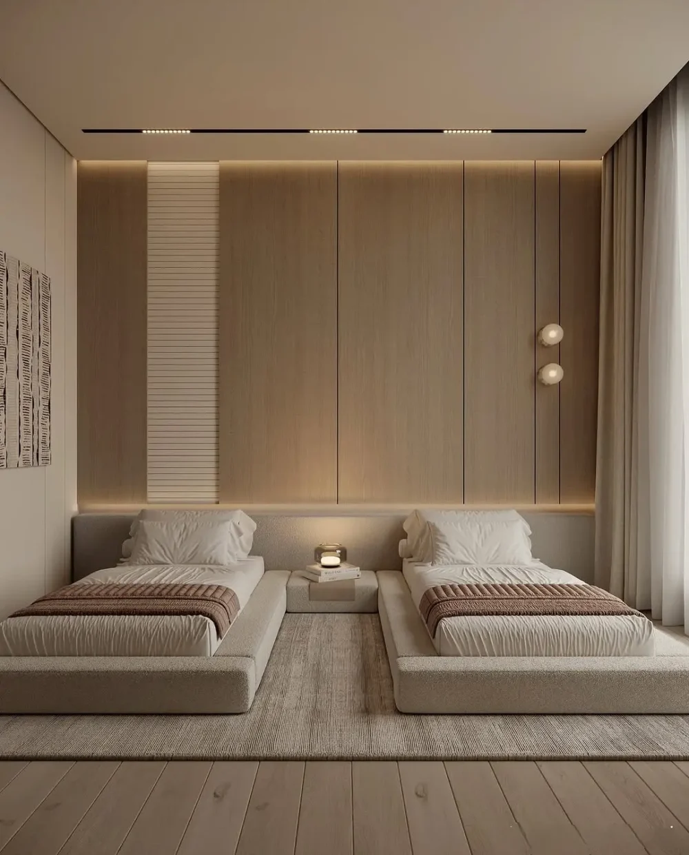Low-Profile Two Single Beds