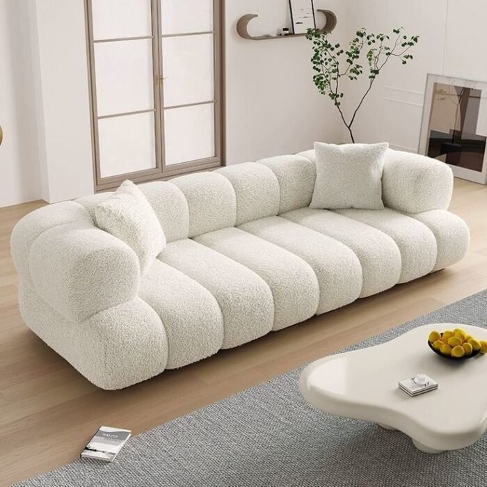 3-Seater Sofa - Boucle Fabric with 2 Cushion